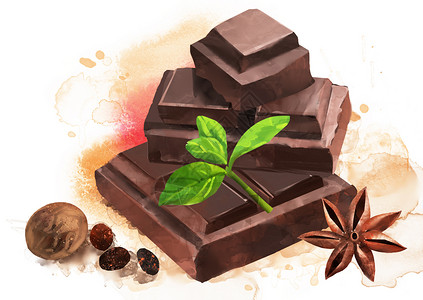 巧克力插画心形甜品高清图片