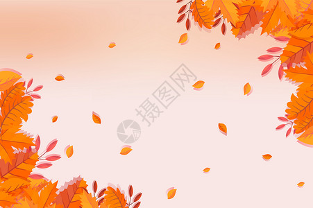 叶子掉落秋天叶子背景插画