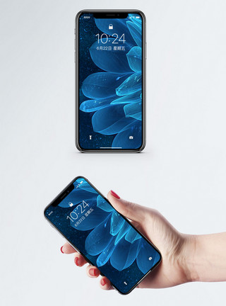 手机买单蓝色科技花背景模板