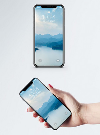 高山湖水风景手机壁纸模板