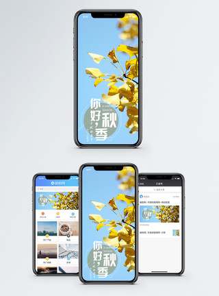 秋季银杏叶秋季手机海报配图模板