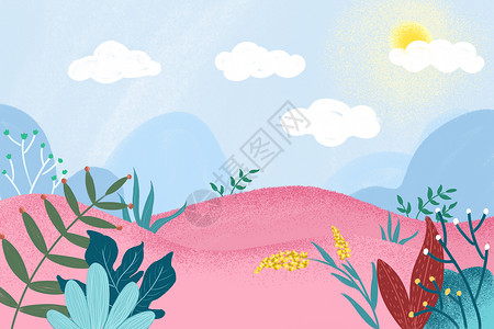 手绘植物花卉插画背景图片