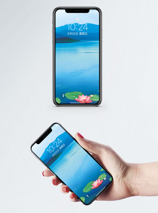 湖面水墨中国风手机壁纸模板