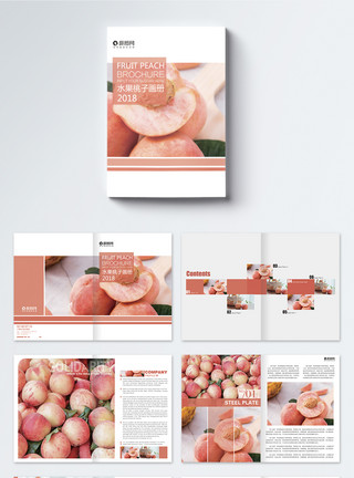 食物维生素水果桃子画册整套模板