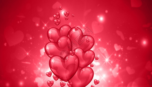 红色心形丝带浪漫爱心场景设计图片