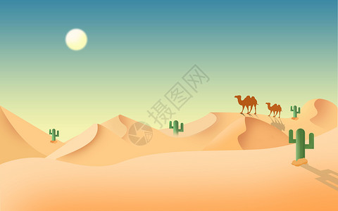车沙漠沙漠插画插画