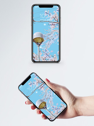 樱花水彩日系樱花手机壁纸模板