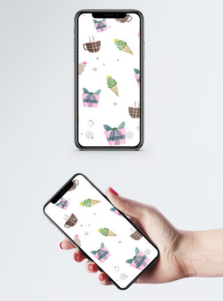卡通可爱冰淇淋冰淇淋手机壁纸模板