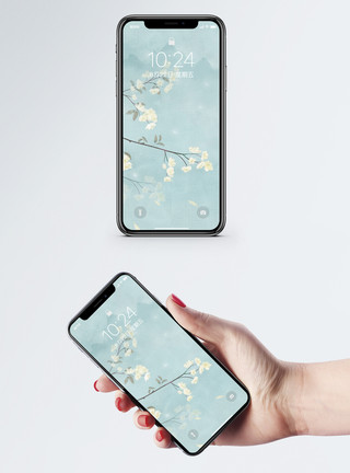 树枝水墨中国风树枝手机壁纸模板