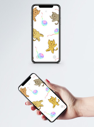 动物对话框元素卡通小猫手机壁纸模板