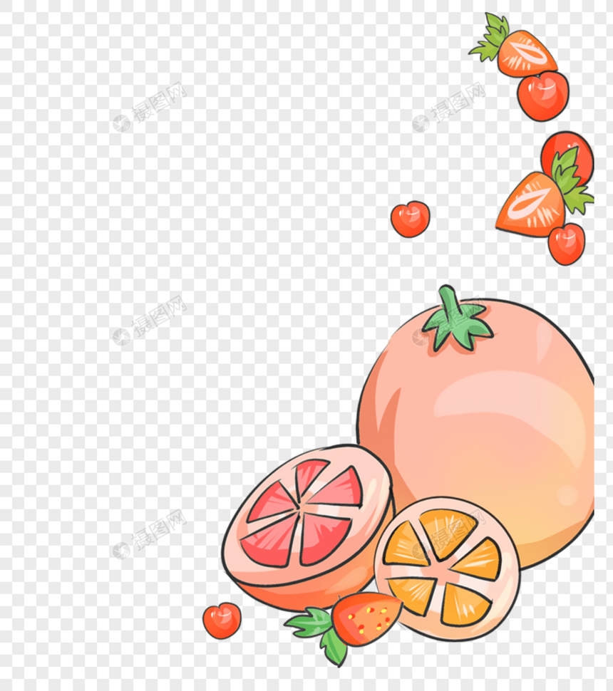 橙子草莓水果装饰图片