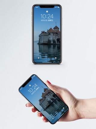 湖水蓝天水上城市手机壁纸模板
