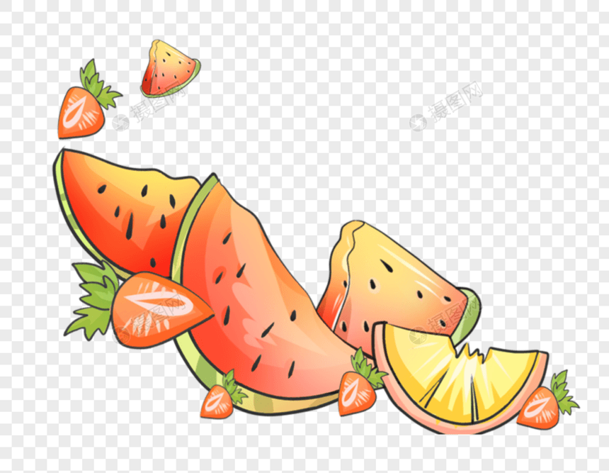 西瓜草莓橙子装饰图片