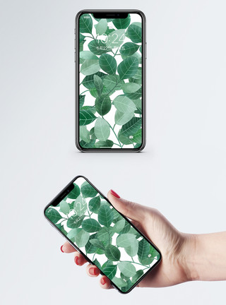 植物绿色植被水彩叶子手机壁纸模板