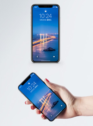 璀璨桥梁洋山港风光手机壁纸模板