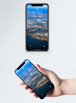 天空海水天空下的城市手机壁纸模板
