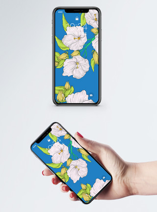 白花背景文艺复古花卉手机壁纸模板
