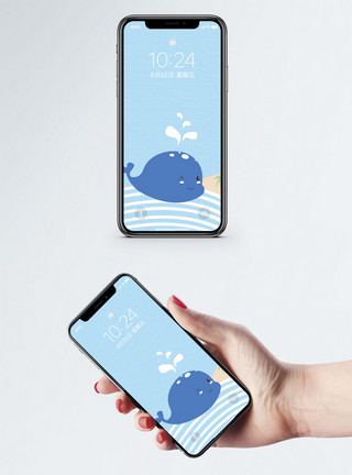 中秋插画海豚手机壁纸模板
