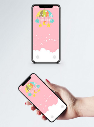 卡通蝴蝶结粉色卡通手机壁纸模板