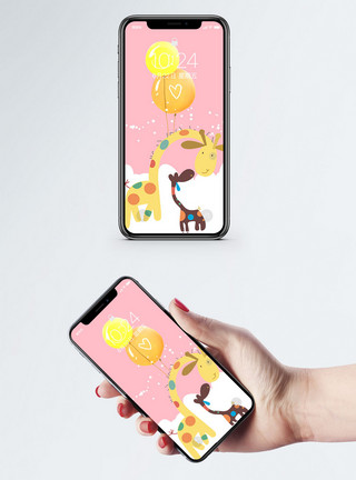 卡通蝴蝶结粉色卡通手机壁纸模板