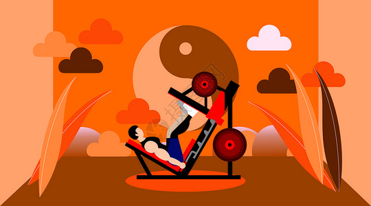 腿部运动健身房系列-腿部力量扁平矢量插画插画