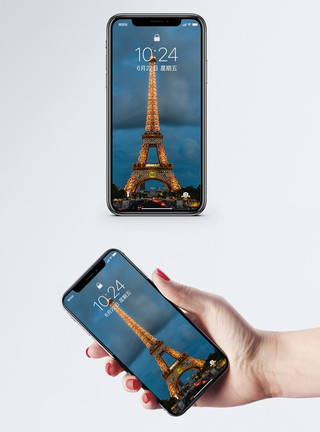 巴黎风光埃菲尔铁塔夜景手机壁纸模板