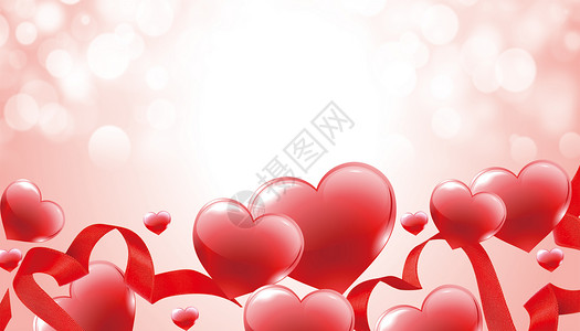 红色心形丝带浪漫爱心设计图片