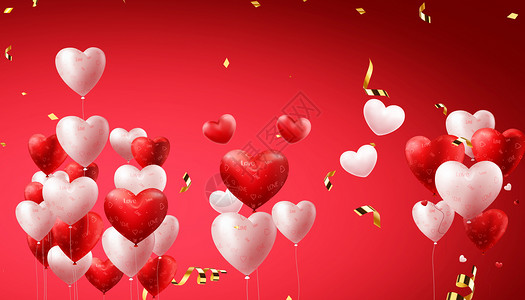 心形气球丝带浪漫爱心设计图片