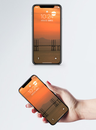 夕阳大桥跨海大桥日落手机壁纸模板