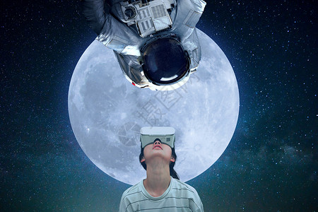 体验海报VR虚拟现实遨游太空设计图片