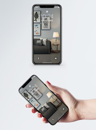 小清新风格相框布艺沙发手机壁纸模板