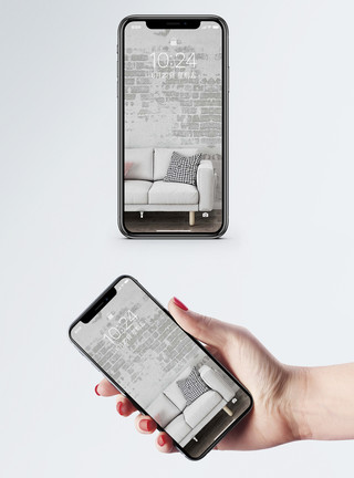 沙发墙壁空间场景设计手机壁纸模板