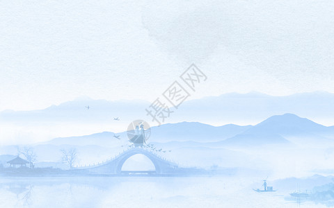拱桥桥七夕情人节设计图片
