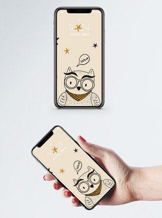 可爱猫头鹰猫头鹰手机壁纸模板