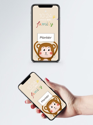 创意可爱小猴子小猴子手机壁纸模板
