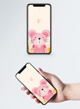 白老鼠卡通动物手机壁纸模板