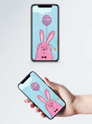 可爱小兔子惊讶小兔子卡通手机壁纸模板