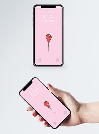 卡通手绘粉色浪漫花瓣气球手机壁纸模板