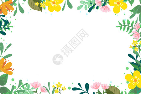 花卉素材可爱手绘小鸟边框高清图片
