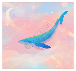 鲸鱼红蓝天空高清图片