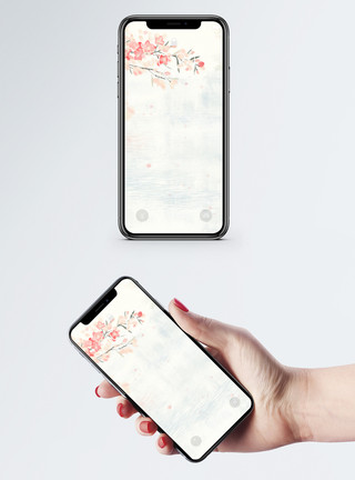水彩花瓣中国风手机壁纸模板