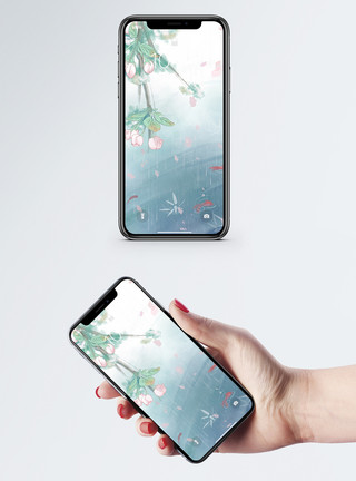 中国风湖水古风背景手机壁纸模板