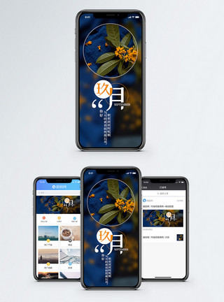 九月桂花九月你好手机海报配图模板