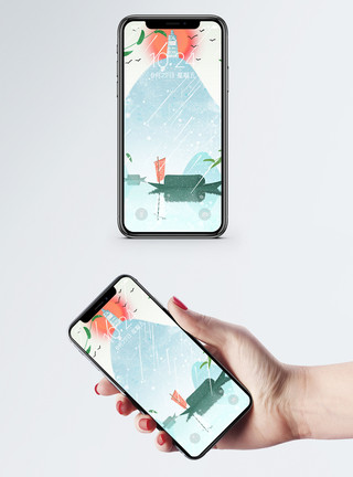雨水手机配图中国风手机壁纸模板