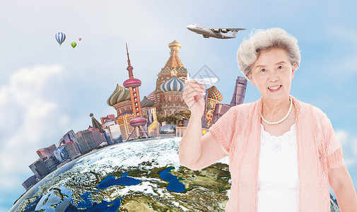 知名旅游景点老年人环游世界设计图片