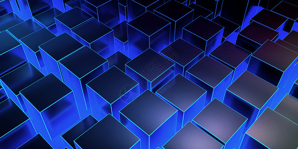 科技网络方块蓝色科技方块背景设计图片