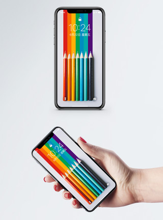 手与彩虹素材彩铅素材手机壁纸模板