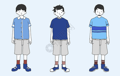 穿红衣服男孩手绘男生简洁潮流穿搭插画