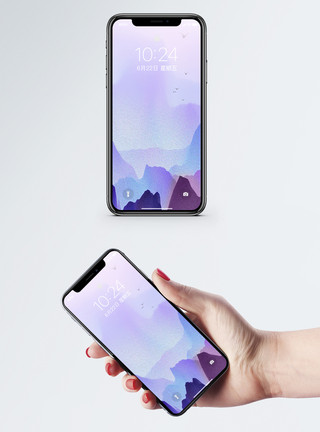 霞光紫色山丘手机壁纸模板