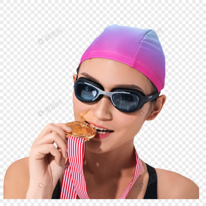 女游泳运动员获得奖牌图片